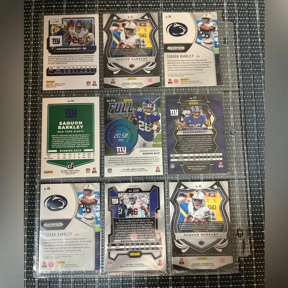 🏈 Saquon Barkley NFL Football Sports Trading Cards - Lot of 9